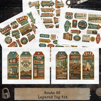 Route 66 Junk Journal Digital Kit 25 Pages, Vintage Road Trip Ephemera, Printable Americana Scrapbook Elements, vacation, mixed media