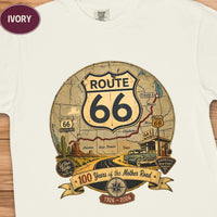 Route 66 100th Anniversary Tee, Vintage Travel Gift, Road Trip Comfort Colors Shirt