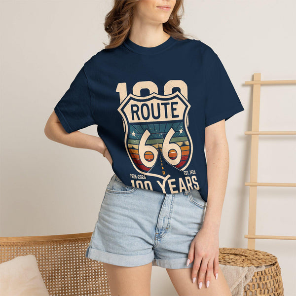 Route 66 100 Years T-Shirt | Vintage Highway Shield Tee
