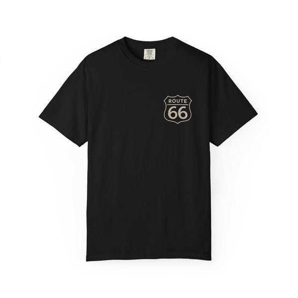 Route 66 Floral Shield T-Shirt | Mother Road Vintage Highway Design