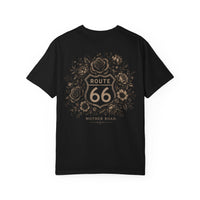Route 66 Floral Shield T-Shirt | Mother Road Vintage Highway Design