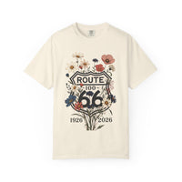 Route 66 100 Years Shirt Floral Route 66 Tee Vintage Highway 66 Shirt Centennial Road Trip Gift Wildflower Graphic Tee Dark Aesthetic