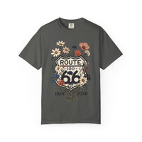 Route 66 100 Years Shirt Floral Route 66 Tee Vintage Highway 66 Shirt Centennial Road Trip Gift Wildflower Graphic Tee Dark Aesthetic