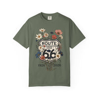 Route 66 100 Years Shirt Floral Route 66 Tee Vintage Highway 66 Shirt Centennial Road Trip Gift Wildflower Graphic Tee Dark Aesthetic