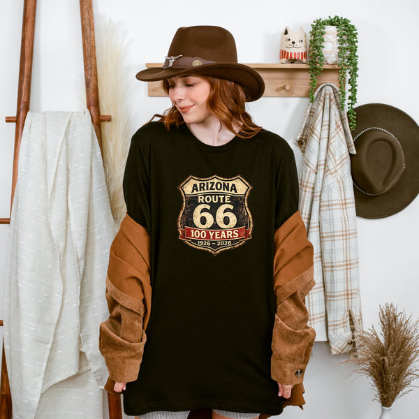 Vintage Arizona Route 66 100 Years TShirt Retro Highway Shield 1926-2026