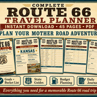 Route 66 Road Trip Planner Printable, 45 Page Travel Journal PDF, Mother Road Itinerary, Budget, Fuel Log, USA Road Trip