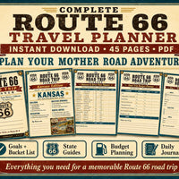 Route 66 Road Trip Planner Printable, 45 Page Travel Journal PDF, Mother Road Itinerary, Budget, Fuel Log, USA Road Trip