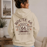 Route 66 100 Years Hoodie Mother Road Sweatshirt Vintage Americana Road Trip Pullover Retro Route 66 Centennial Gift