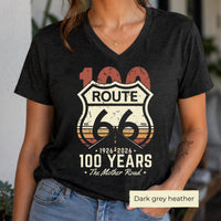 Route 66 Centennial Shirt 100 Years Mother Road V Neck Tee Retro Route 66 Shirt 1926 2026 Road Trip Gift Americana Tee