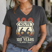 Route 66 Centennial Shirt 100 Years Mother Road V Neck Tee Retro Route 66 Shirt 1926 2026 Road Trip Gift Americana Tee