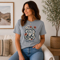 Route 66 Centennial Shirt Vintage Floral Route 66 Tee 1926 2026 Mother Road Gift Retro Road Trip Graphic Tee Americana Shirt