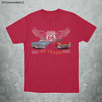Route 66 Centennial T-Shirt, Retro Classic Cars, American Highway Road Trip Tee
