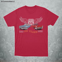 Route 66 Centennial T-Shirt, Retro Classic Cars, American Highway Road Trip Tee