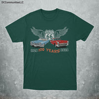 Route 66 Centennial T-Shirt, Retro Classic Cars, American Highway Road Trip Tee