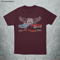 Route 66 Centennial T-Shirt, Retro Classic Cars, American Highway Road Trip Tee