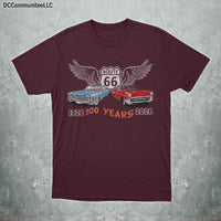Route 66 Centennial T-Shirt, Retro Classic Cars, American Highway Road Trip Tee