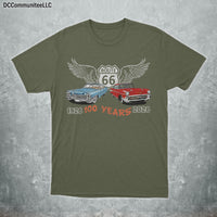 Route 66 Centennial T-Shirt, Retro Classic Cars, American Highway Road Trip Tee