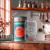 Route 66 Centennial Glass | 100 Years of the Mother Road Etched Whiskey, Beer, and Wine Glasses, Vintage Road Trip Barware Gift 1926–2026
