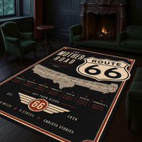 The Mother Road Rug, Route 66 Rug Highway Map Carpet Americana Wall Art Style