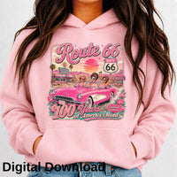 Route 66 Centennial T-Shirt PNG, 4 files, Girls Road Trip Design (Digital Download)