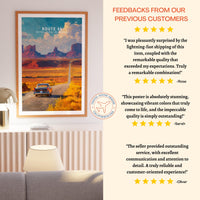 Route 66 USA Oil Painting Print, American Desert Road Trip Poster