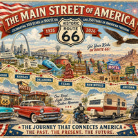Route 66 Centennial Poster, Vintage Americana Travel Map, Historic Road Trip Art (Digital Download)