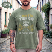 Route 66 100th Anniversary Shirt, Mother Road Vintage Tee, Comfort Colors 1717 Retro Travel T-Shirt, 100 Years US Highway Graphic Apparel