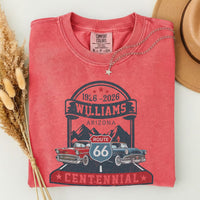 Route 66 Centennial Shirt | Williams Arizona Vintage Car Tee | 1926-2026 Anniversary T-Shirt | Comfort Colors Retro Americana Top