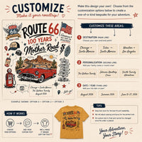 Custom Route 66 Centennial Comfort Colors Shirt, 100 Years of the Mother Road Tee, Road Trip Shirt, Family Vacation Route 66 Travel Gift