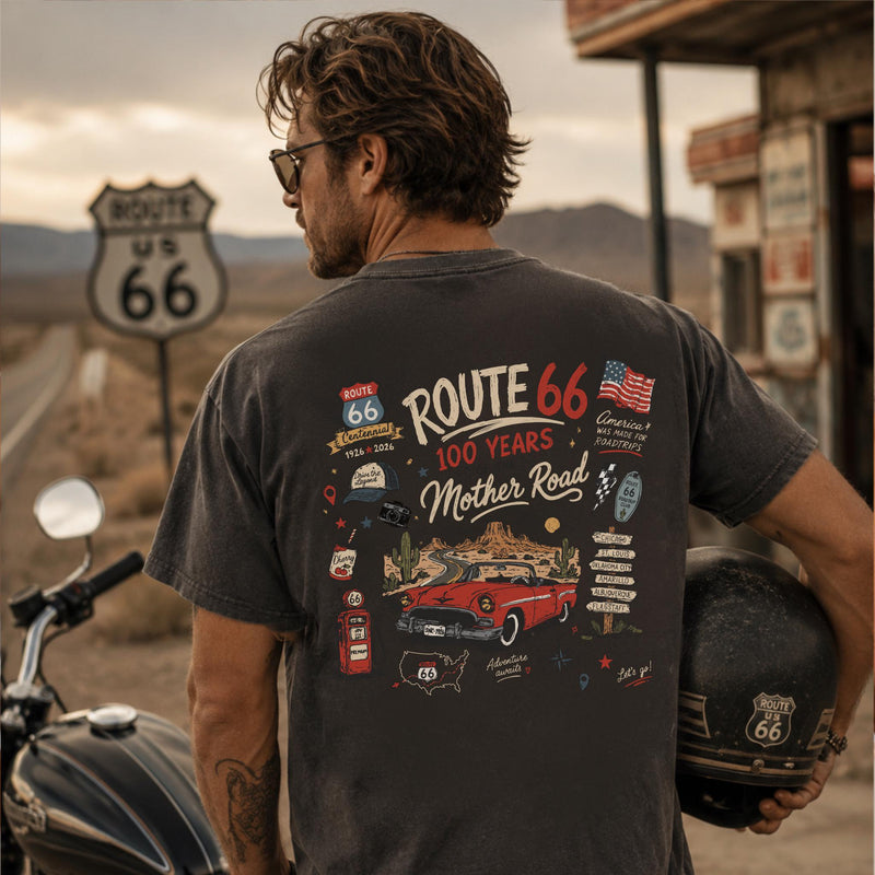 Custom Route 66 Centennial Comfort Colors Shirt, 100 Years of the Mother Road Tee, Road Trip Shirt, Family Vacation Route 66 Travel Gift