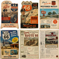 Vintage Route 66 Poster Archive Collection, Retro Americana Travel Ads, Motel Diner Gas Station Ephemera Set
