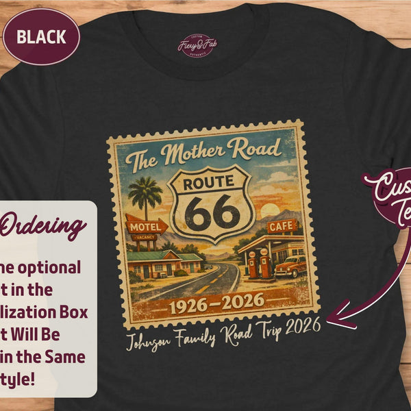 Custom Route 66 Family Road Trip Tee, Vacation Souvenir Gift, Vintage Matching Group Shirt