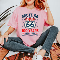 Retro Route 66 100th Anniversary T-Shirt 1926 - 2026 Centennial Gift Vintage Americana Road Trip Shirt Vintage Summer Tee Comfort Colors USA