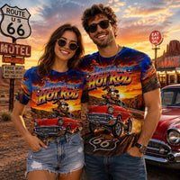 1957 Chevy Hot Rod Shirt, Route 66 Cartoon Car Art Tee, American Hot Rod Wearable Art, 57 Chevy Muscle Car Gift Shirt