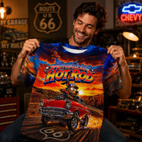 1957 Chevy Hot Rod Shirt, Route 66 Cartoon Car Art Tee, American Hot Rod Wearable Art, 57 Chevy Muscle Car Gift Shirt