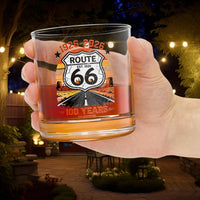 Route 66 Centennial Whiskey Glass | Americana Road Trip Barware, 10oz (1926-2026)