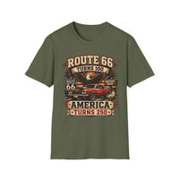 Route 66 Turns 100 America Turns 250 Shirt, Patriotic Route 66 Tee, Mother Road Shirt, Vintage Muscle Car USA Graphic Tee