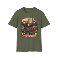 Route 66 Turns 100 America Turns 250 Shirt, Patriotic Route 66 Tee, Mother Road Shirt, Vintage Muscle Car USA Graphic Tee