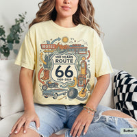 Comfort Colors® Retro Route 66 Shirt 100th Anniversary Road Trip TShirt Vintage Americana