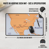 Route 66 Map Desk Mat | Vintage USA Road Trip Map | 100th Anniversary Edition