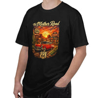 Route 66 Sunset Classic Car T-shirt | Mother Road Vintage Roadtrip