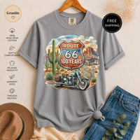 Route 66 100 Year Anniversary T-Shirt, Vintage Motorcycle Desert Road Trip Tee, Americana Travel Gift