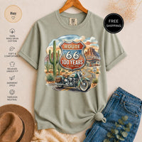 Route 66 100 Year Anniversary T-Shirt, Vintage Motorcycle Desert Road Trip Tee, Americana Travel Gift