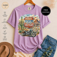 Route 66 100 Year Anniversary T-Shirt, Vintage Motorcycle Desert Road Trip Tee, Americana Travel Gift
