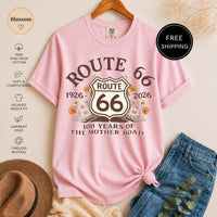 Route 66 T-Shirt, 100 Year Anniversary Vintage Floral Graphic