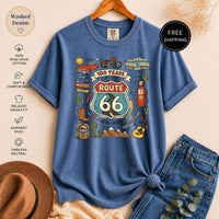 Route 66 T-Shirt, Vintage Americana Road Trip Graphic