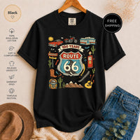 Route 66 T-Shirt, Vintage Americana Road Trip Graphic