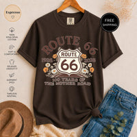 Route 66 T-Shirt, 100 Year Anniversary Vintage Floral Graphic