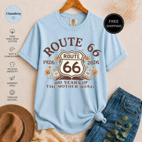 Route 66 T-Shirt, 100 Year Anniversary Vintage Floral Graphic