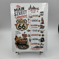 Route 66 Map, USA Highway Road Map, Travel Route 66, Ride Route 66, USA Memorabilia, Main street America, Metal Plaque Sign, Hanging Sign